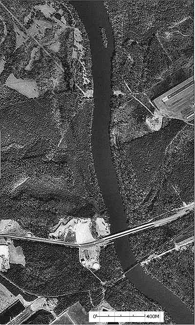USGS aerial photo of the Catawba River just west of Lancaster Co., SC, airport