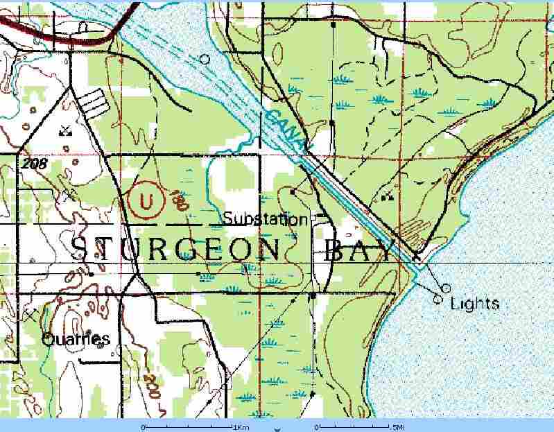 Map of Sturgeon Bay canal