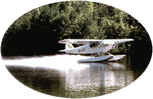 Jim Kirk's PA-18 Super Cub floatplane taking off (photo borrowed from Kirk's web site)